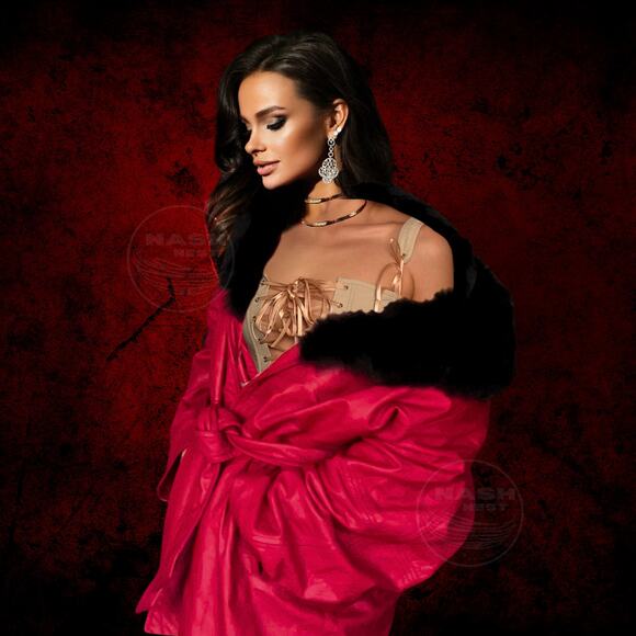 1970s Red Leather Maxi Coat w/ Real Black Fox Fur | Greg Bell, XL, Rare Vintage - Picture 1 of 14